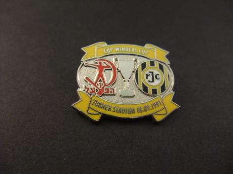 Europacup II voetbal 1997 Hapoel Tel Aviv- Roda JC( Turnerstadion,Beër Sjeva-Israël) geel zilverkleurig